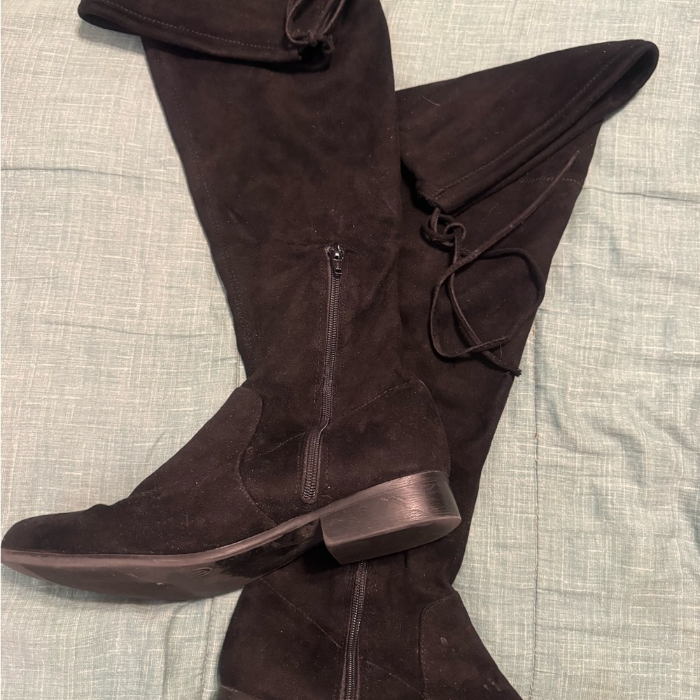 Women's Black Over-the-Knee Suede Boots